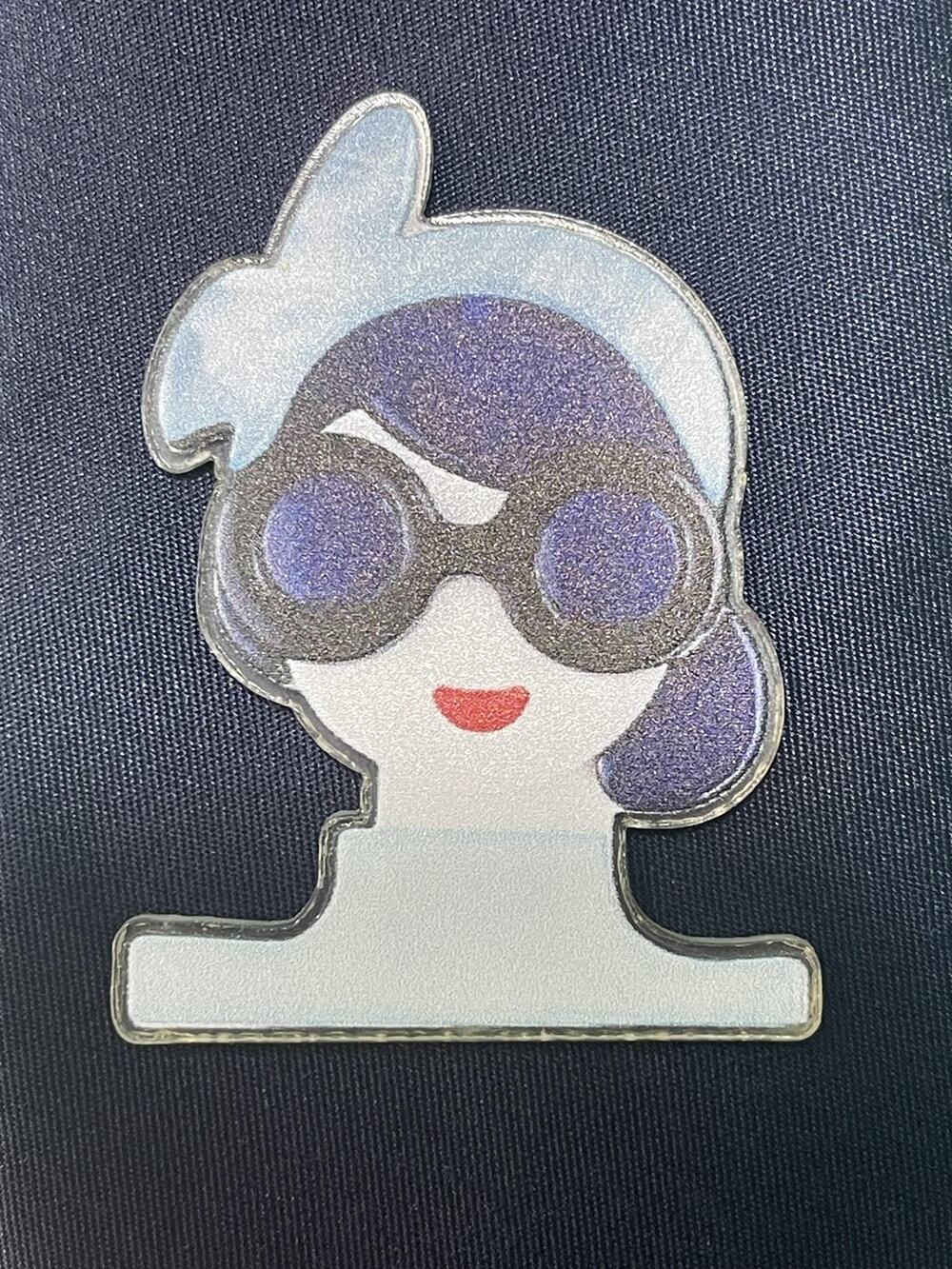 NWOT Lady Blue Hat Cap Beanie Brooch Lapel Pin Teens Cartoon Acrylic 2D Flat